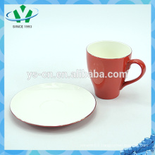 Glazed red coffee cups saucers wholesale